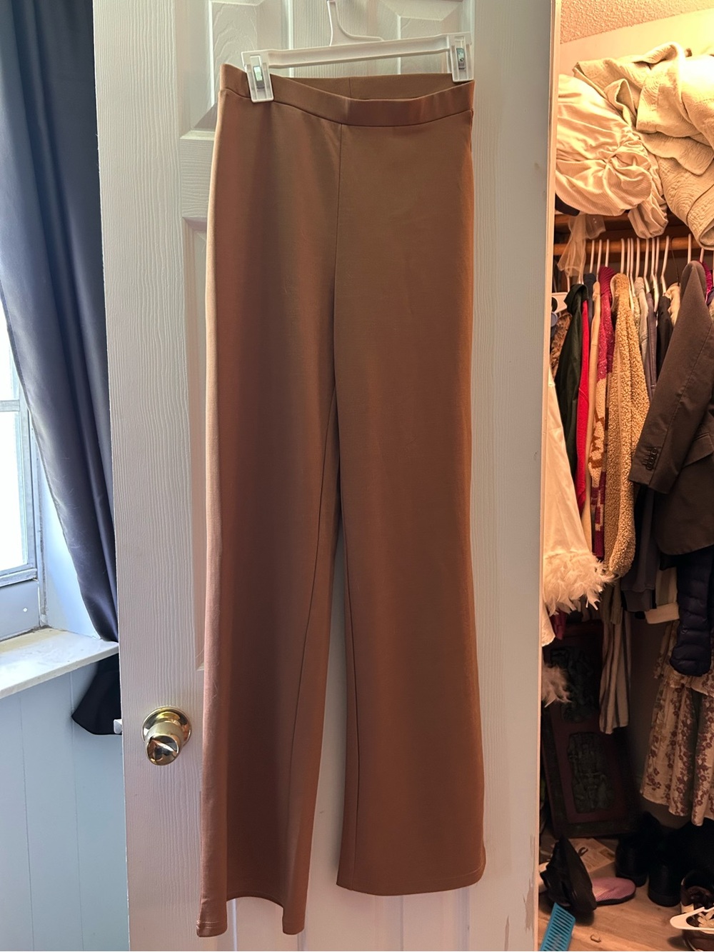 Etro Wide-Leg High-Rise Pants in Camel Brown